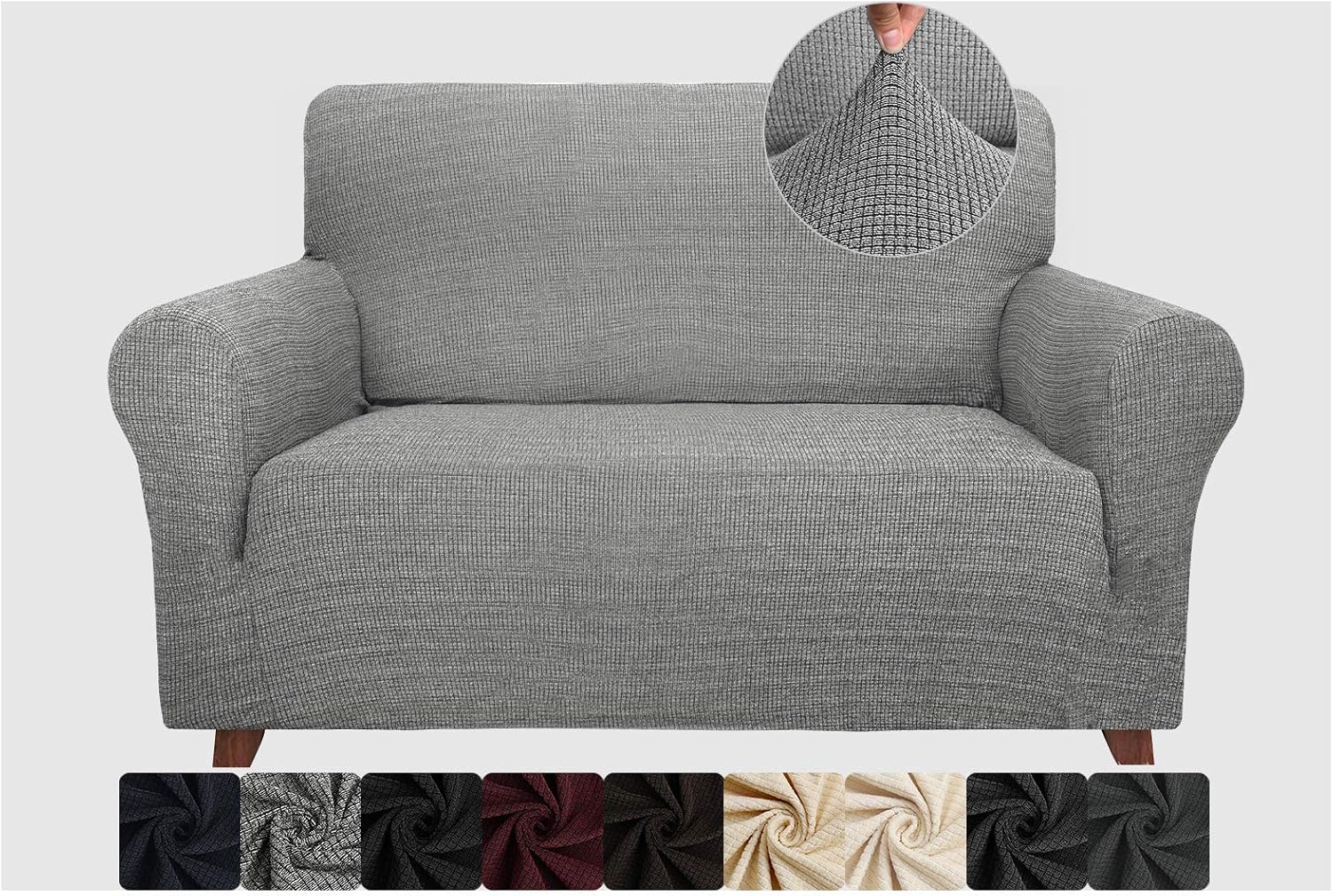 ZNSAYOTX Loveseat Covers High Stretchy Spandex Pet Friendly Sofa Slipcover 1 Piece Non Slip Couch Furniture Protection Covers (Black and White, Loveseat)