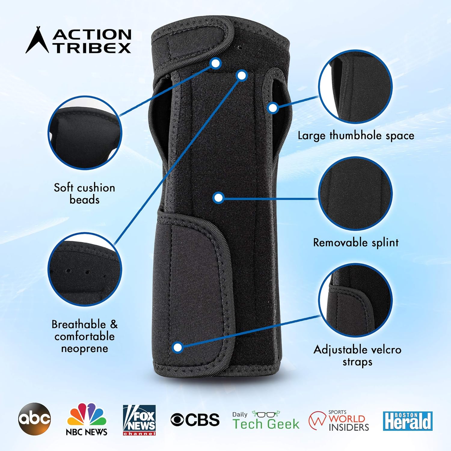 ATX Night Sleep Support Wrist Brace - Carpal Tunnel Relief - Fits Both Left & Right Hand - Removable Metal Splint and Cushioning Beads for Painless Sleep - Men and Women: Health & Personal Care
