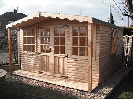 12x12 Summer House Log Cabin Amazon Co Uk Garden Outdoors