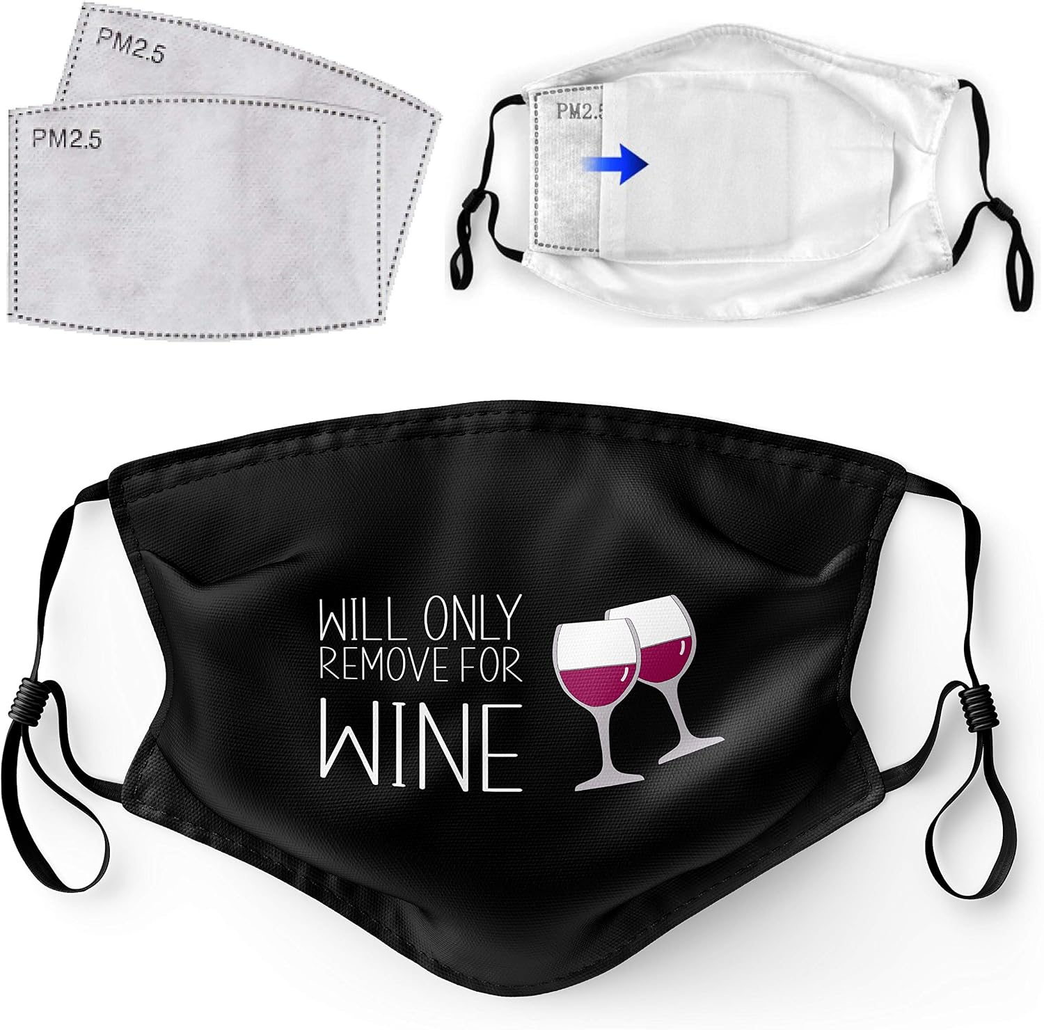 Primicity Funny Face Masks for Adults (Wine mask + Filters) Reusable/Adjustable/Washable Funny masks - UK Seller - Image 3