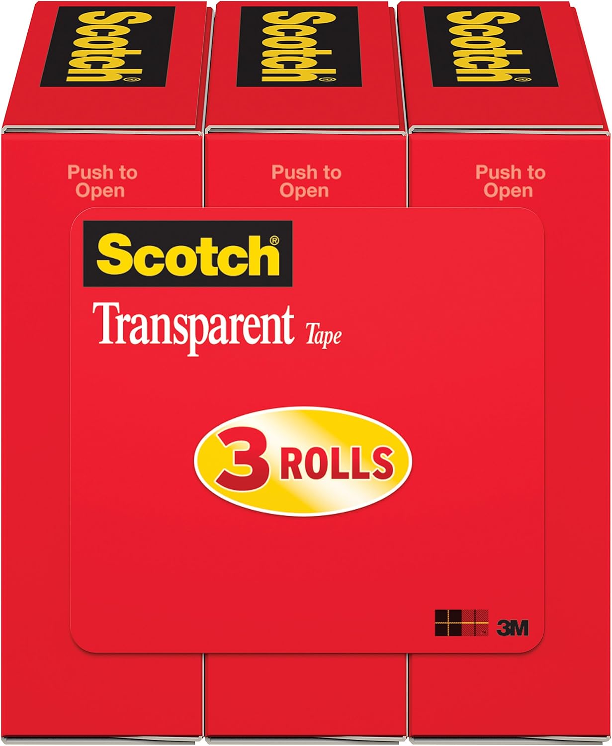 Scotch Transparent Tape, 3/4 in x 1000 in, 3 Boxes/Pack (600K3) : Clear Tapes : Office Products