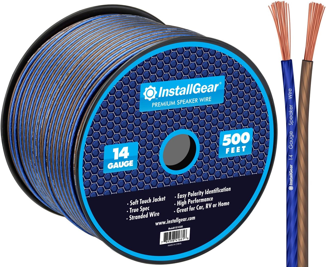 InstallGear 14 Gauge AWG 100ft Speaker Wire True Spec and Soft Touch Cable: Electronics