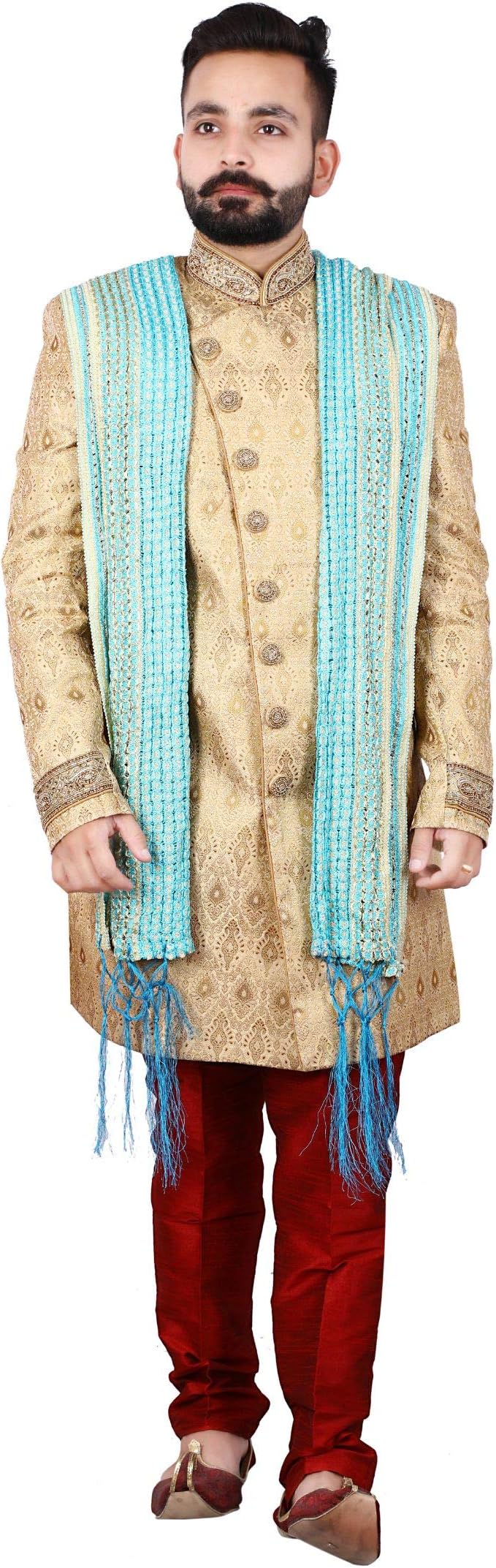 Men's Velvet stole for groom/dupatta for dulha/sherwani stole/CHUNNI RED For Weeding and Religious Occastion