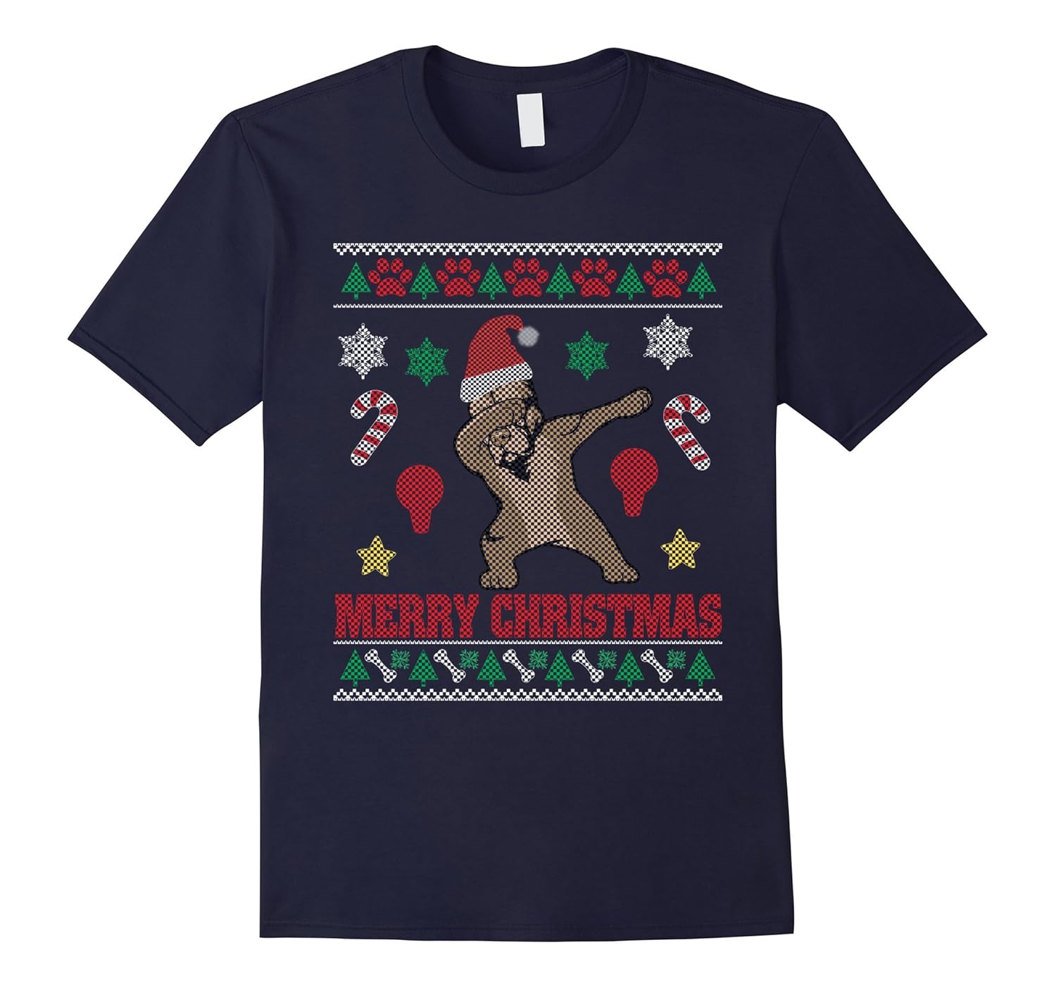 Pitbull Dog Dabbing Dance Ugly Sweater Christmas T-Shirt-ANZ