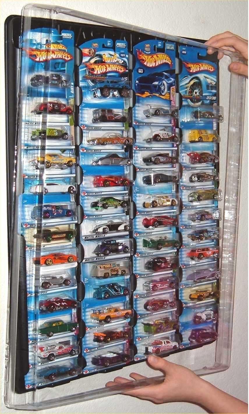 black Hot wheels display case w/clear dust cover for 65 loose diecast cars