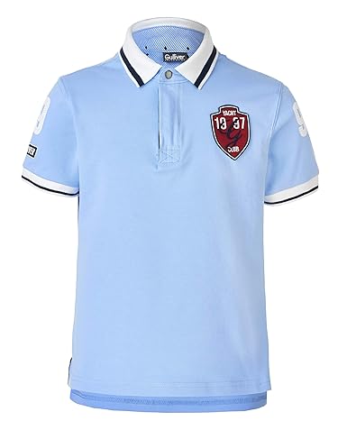 Gulliver Jungen Polo Shirt Verlängert | Farbe Blau Maritim | Kurzarm | mit Muster Druck | Baumwolle | für 8-13 Jahre