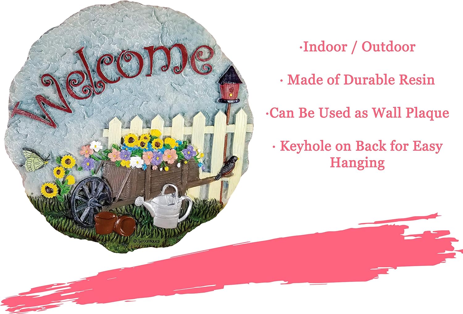Spoontiques Flower Cart Stepping Stone : Outdoor Decorative Stones : Garden & Outdoor