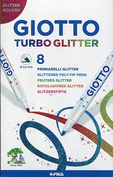 Giotto 4258 00 - Turbo Glitter, 8 Fasermaler