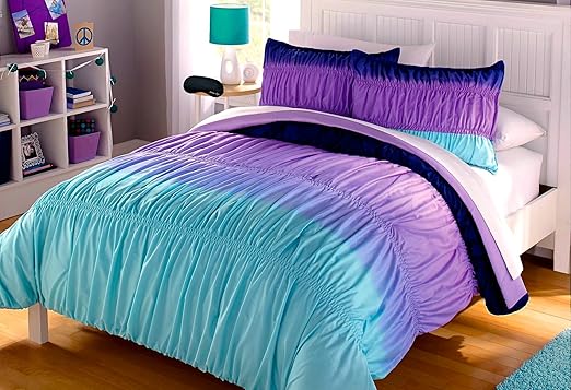 Amazon Com Aqua Blue Purple Ruffle Ruched Ombre Chevron Teen Girl