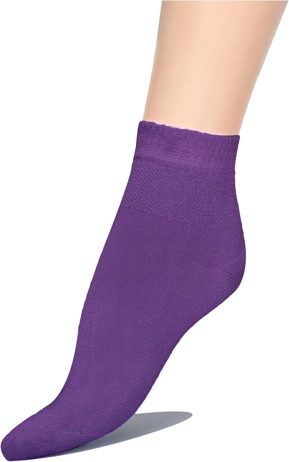 Hugh Ugoli Women's Loose Diabetic Ankle Socks, Bamboo, Wide, Thin, Seamless Toe and Non-Binding Top, 4 Pairs: Clothing