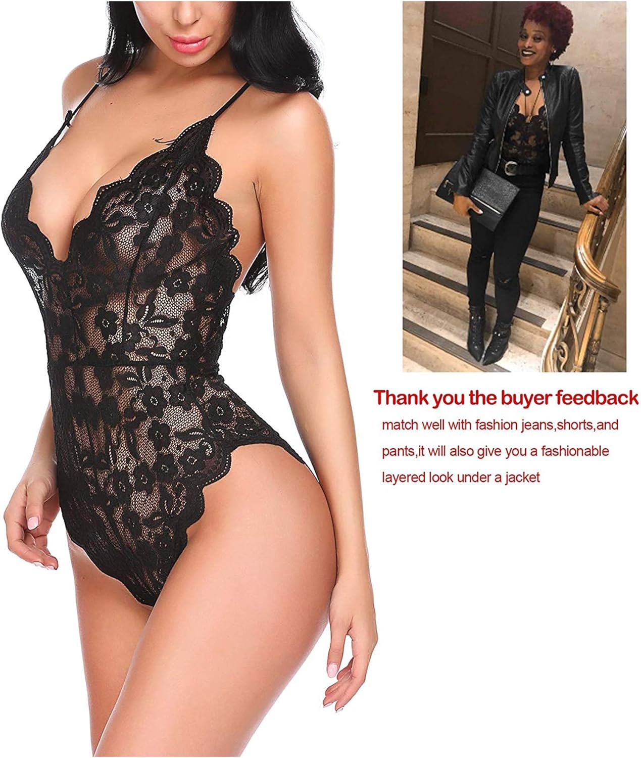 Avidlove Women Teddy Lingerie One Piece Babydoll Mini Bodysuit: Clothing