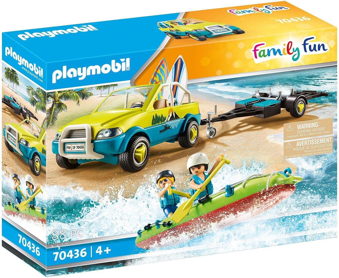 PLAYMOBIL Family Fun 70436 Beach Car with Canoe Trailer from 4 Years