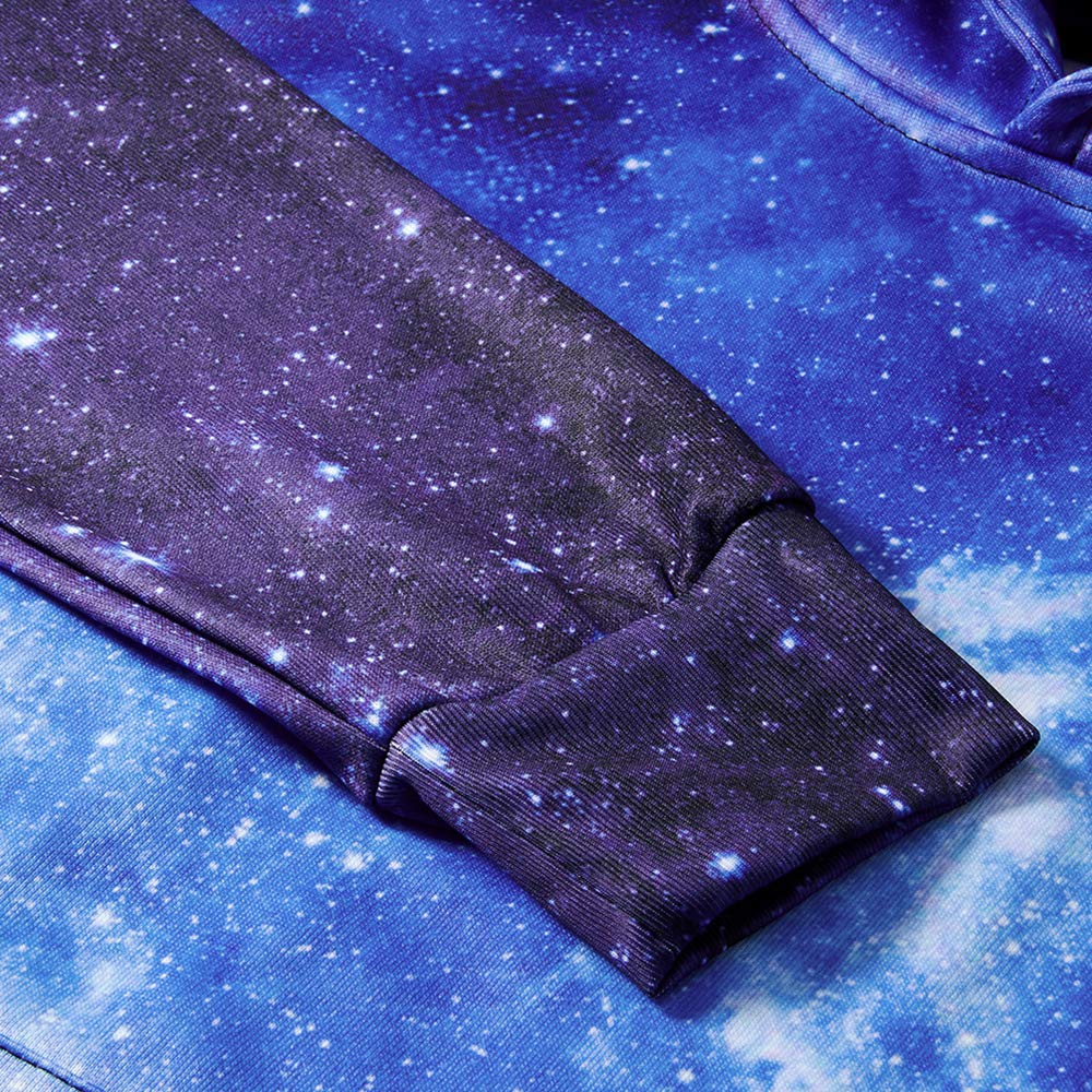 Little Boys Cool Galaxy Hoodies Blue Starry 3D Hooded Sweatshirts for Junior Girls Trippy Space Universe Pullover Fleece Sweater Shirts Shinning Activewear Sports Running Hoodie Hoody 5/6 Years