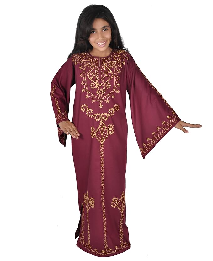 Egypt Bazar Kinder Kaftan im 70er Look, Farbe: weinrot/gold