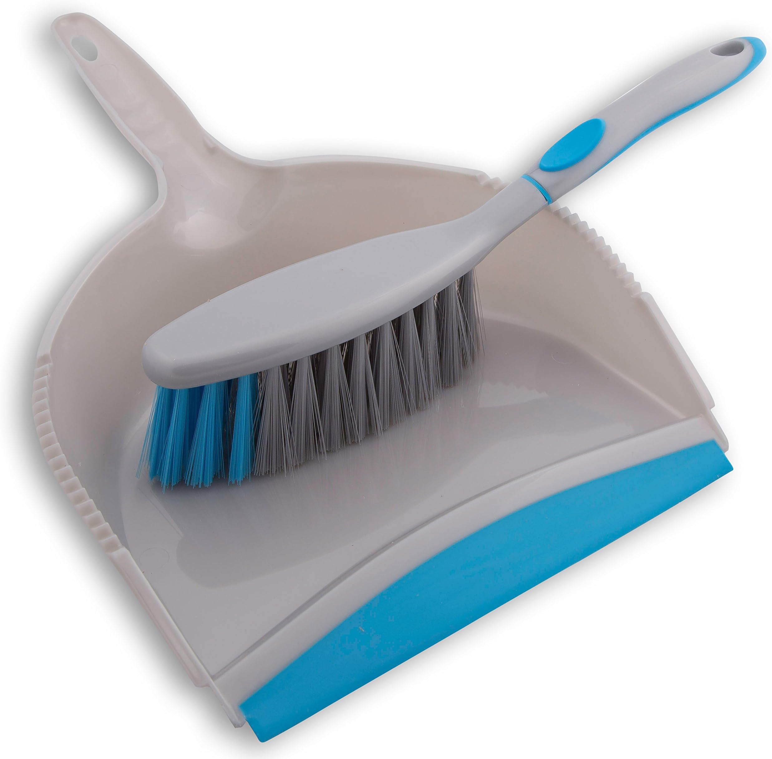 Powerstone Pumice Dustpan & Brush Combo Set | 14" Tall x 9.5" Wide - Dustpan | Brush Clips Into Dustpan Handle | A Reliable Solution for Sweeping Up & Tidying Your Home, RVs & Anywhere Else | Blue