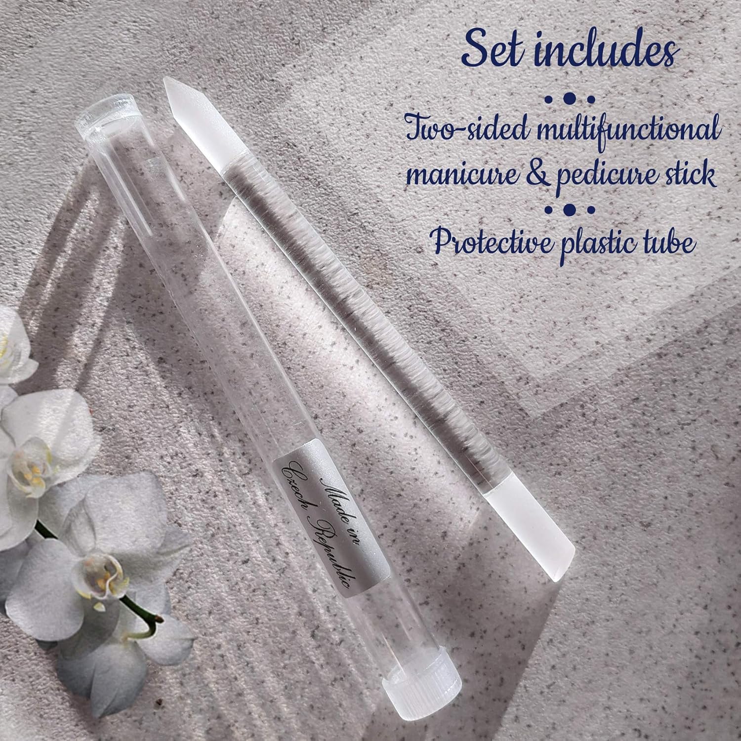 Glass Cuticle Pusher Nail File - Manicure Stick, Professional Precision Filing Cuticle Remover, Abrasive Surface Never Wears Out, Genuine Czech Quality by Gladzy: Beauty