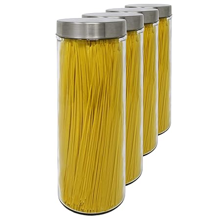 Kristal Set 4 Vorratsdosen aus Glas, 1,77 L (31x10 cm), mit Schraubverschluss.