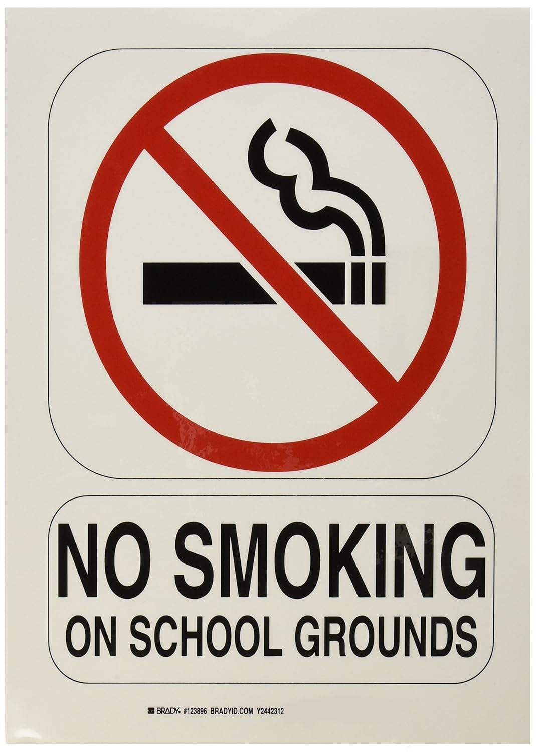 Brady 123896 No Smoking Sign, Legend"No Smoking On School Grounds", 14