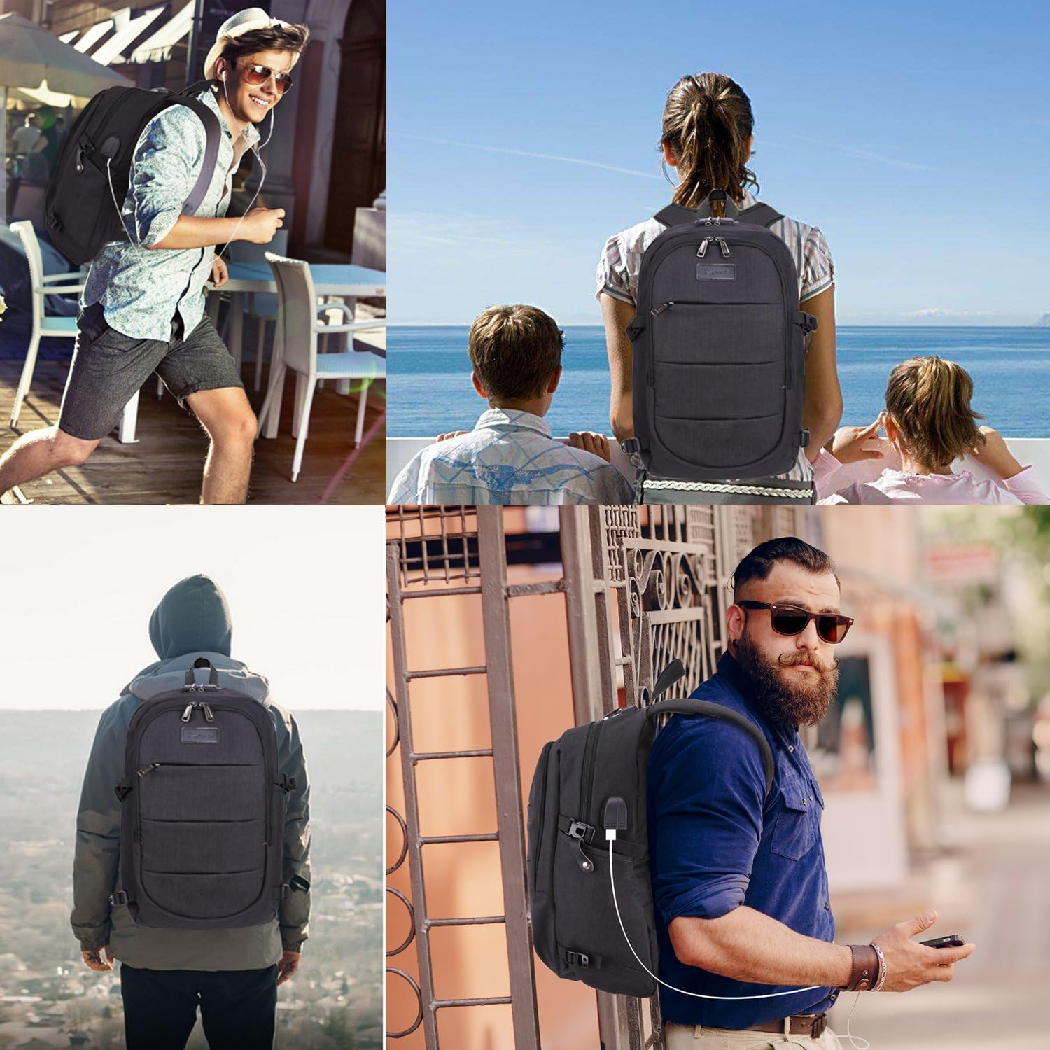 Travel Laptop Backpack Water Resistant Anti-Theft Bag with USB Charging Port and Lock 14/15.6 Inch Computer Business Backpacks for Women Men College School Student Gift,Bookbag Casual Hiking Daypack: Computers & Accessories