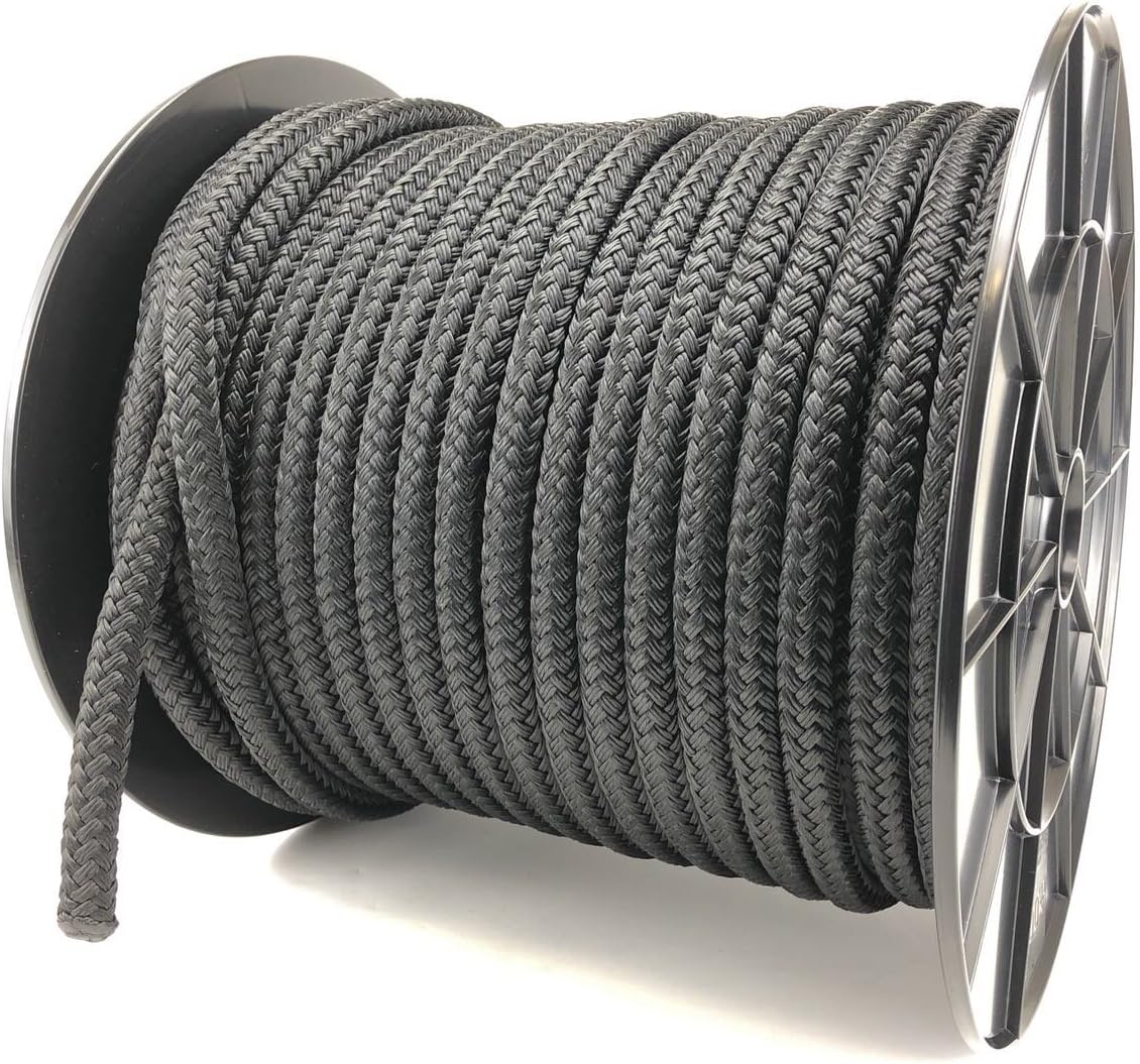 RopeServices UK 20mm Black Double Braid Polyester Rope x 10 Metres, Braid On Braid