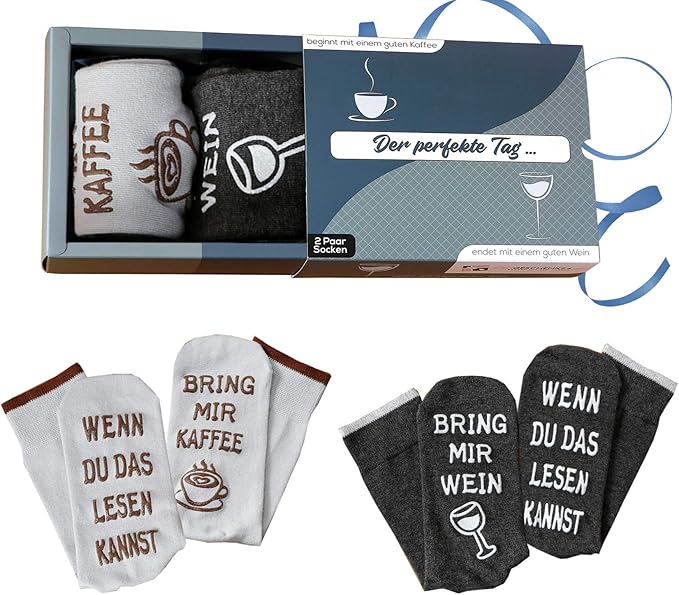 Wein Socken Kaffee Socken Doppelpack Geburtstagsgeschenk Fur Manner Und Frauen Wenn Du Das Lesen Kannst Bring Mir Wein Grau 36 43 Amazon De Bekleidung