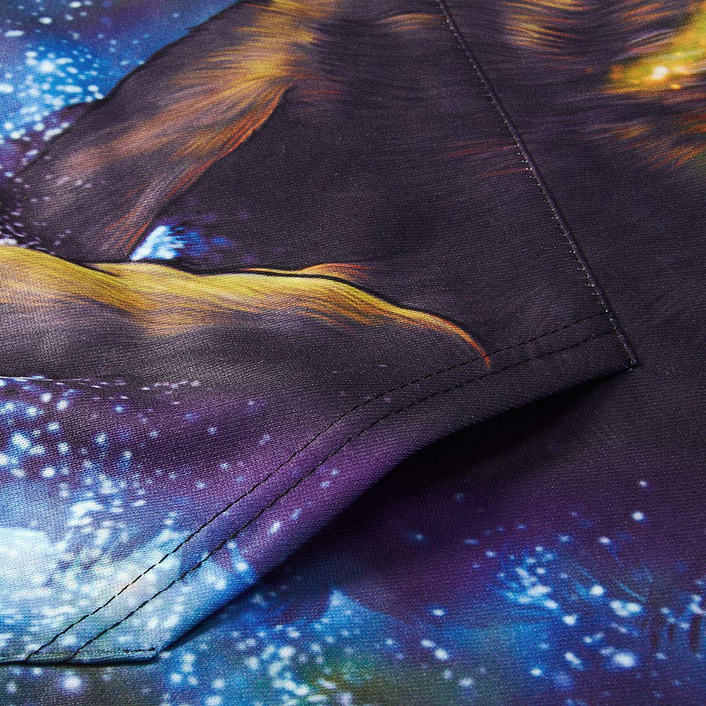 Loveternal Unisex Adult 3D Wolf Hoodie Galaxy Funny Drawstring Pocket Make Up Pullover Hoodies Sweatshirt for Women Men S