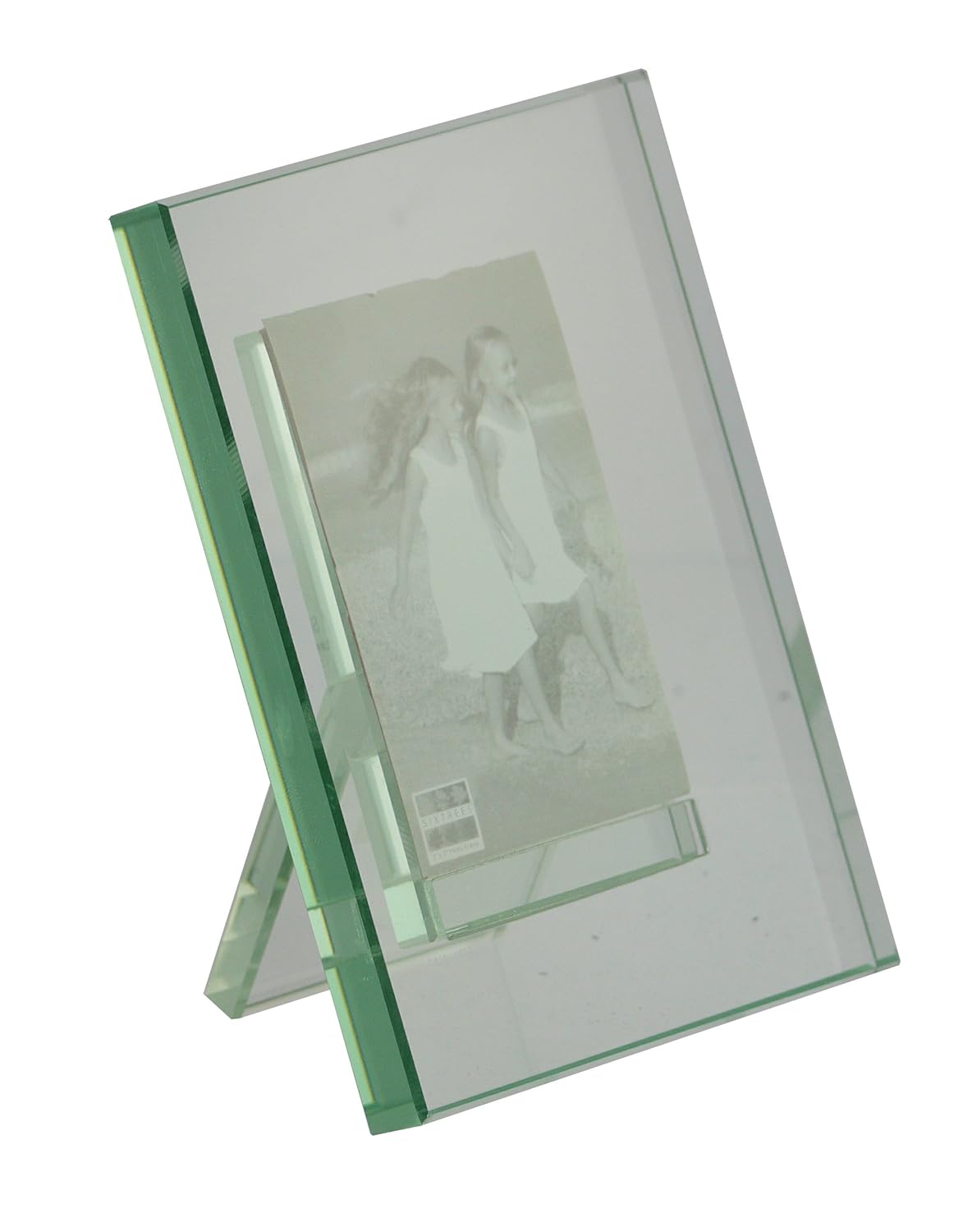 Sixtrees Heavy Tempered Glass freestanding photo frame for a 2" x 3