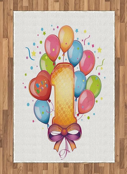 Amazon Com Ambesonne 1st Birthday Area Rug Vintage Theme Kids