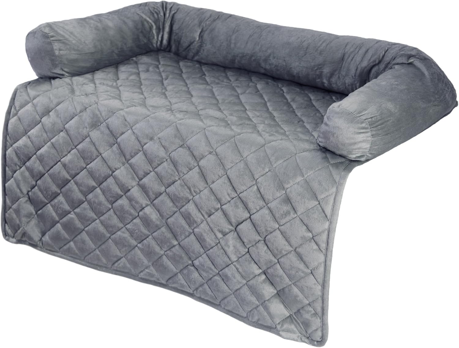 Furniture Protector Pet Cover for Dogs and Cats with Shredded Memory Foam filled 3-Sided Bolster Soft Plush Fabric by PETMAKER Â– 35Â” x 35Â” Gray : Pet Supplies
