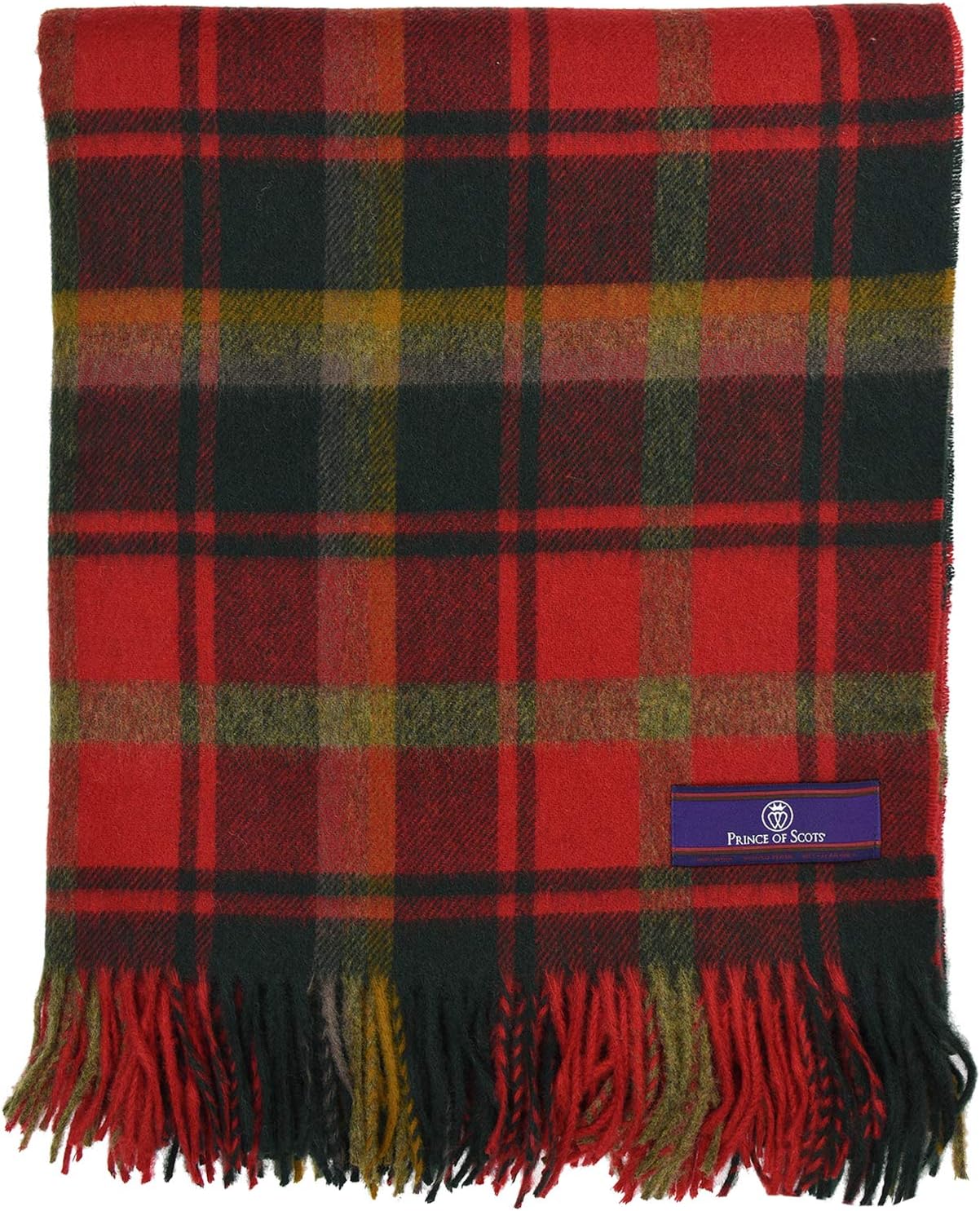 Prince of Scots Highland Tartan Tweed 100% Merino Wool Throw (Dark Maple)