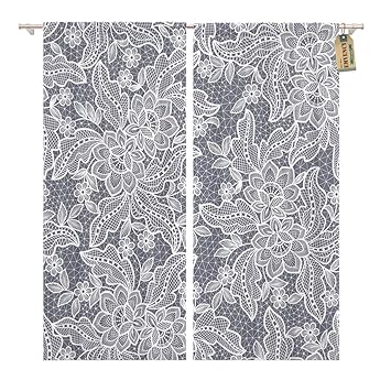 Amazon Com Golee Window Curtain Pattern Lace Floral Crochet