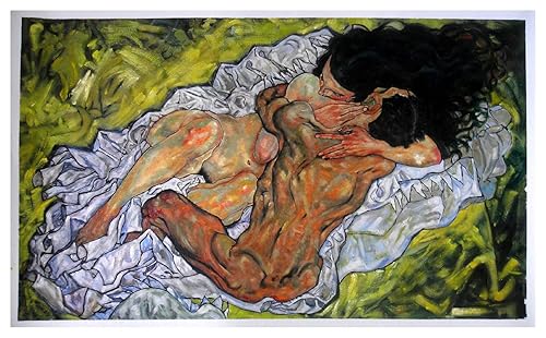 Amazon.com: Embrace (Lovers II) - Egon Schiele hand-painted oil painting  reproduction,Nude Couple Hugging on Bed,Bedroom Large Wall Art,Affection  Scene: Handmade