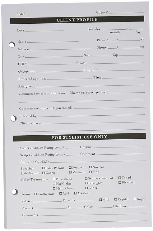 Fromm Stylist Client Data Refill Cards Personal Organizer Refill
