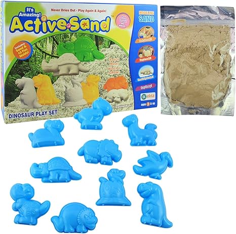 House Of Gifts Active Sand Dinosaur Play Set | Non-Toxic | Never Dries Out | for Kids 3+ Years/Birthday Gifting Item for Toddlers and Mini Foldable Pocket Size Magnetic Travel Chess Set Board Game