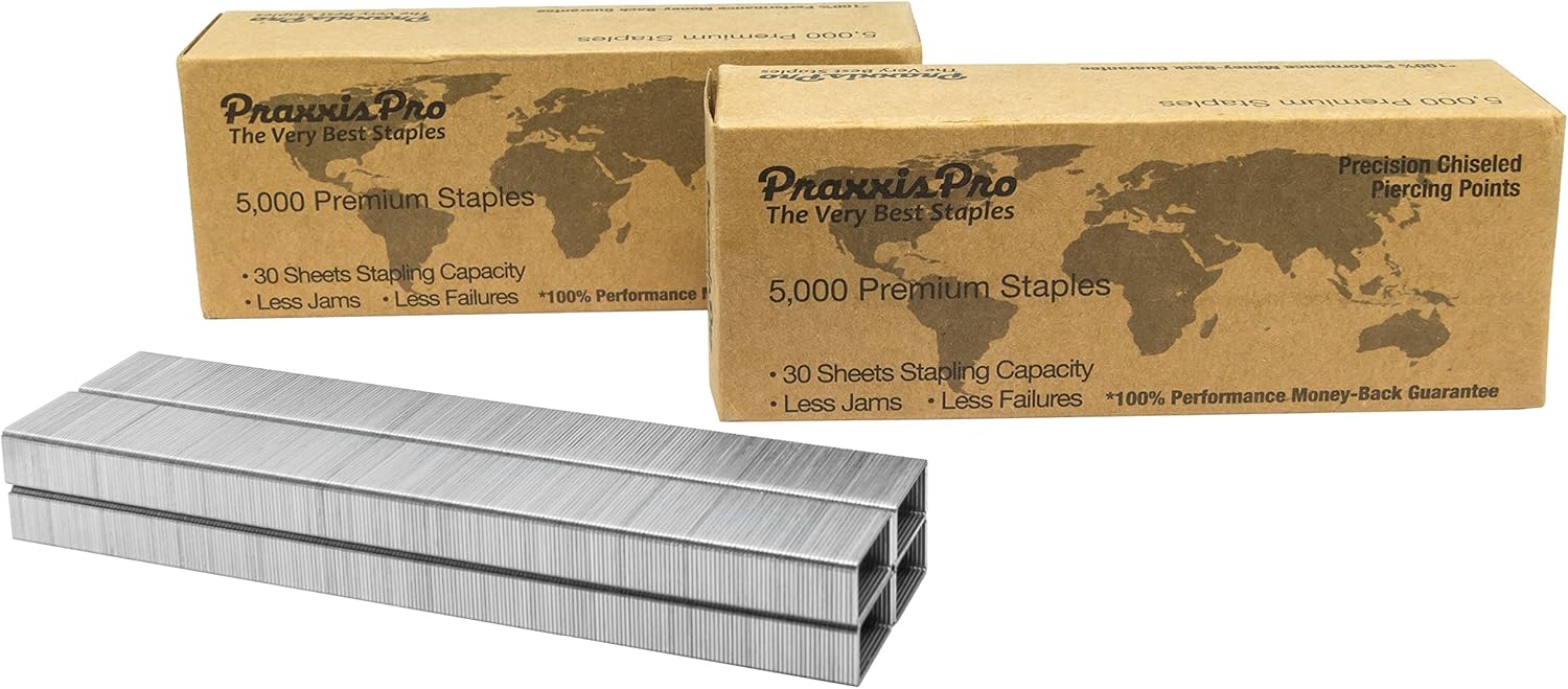 PraxxisPro Powerhouse Premium Staples, 26/6, Full-Strip Chisel Pointed Staples, 2 to 45 Sheets, for Powerhouse Electric Stapler and All Standard Staplers - for Office and Home Use (5, 000 Count) : Office Products