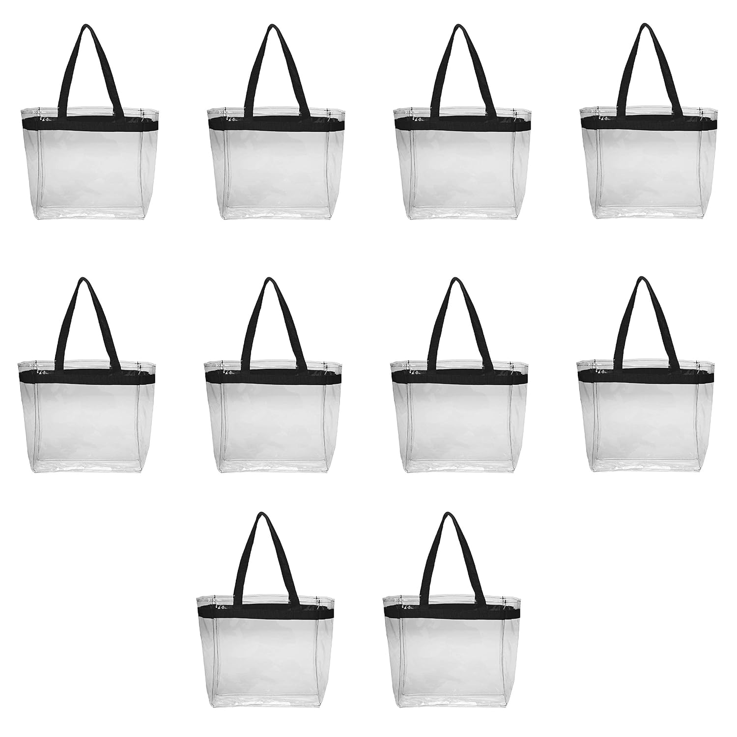 Color Handles Clear Plastic Tote Bags 10 Pack Black Amazon.in