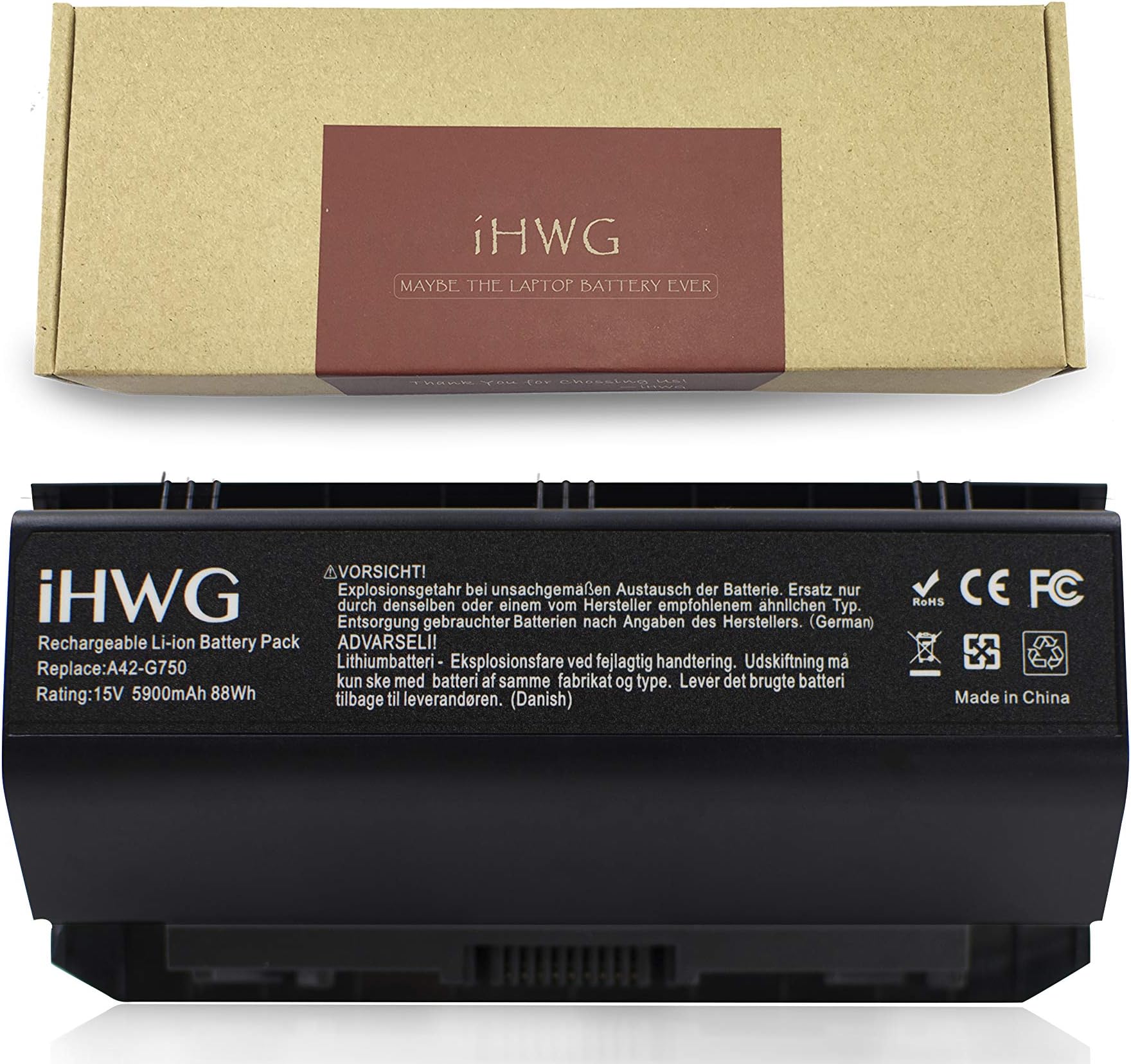 iHWG A42-G750 Battery for ASUS G750 G750J G750JZ G750JXW G750JX G750JS G750JH G750JM G750JS G750Y47JX-BL etc. Series Laptop -[15V 5900mAh/88wh]