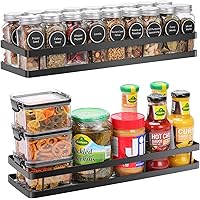 Scnvo Spice Rack Organizer Wall Mounted 2 Pack, Floating Shelves Storage for Pantry Cabinet Door, Sturdy Hanging…