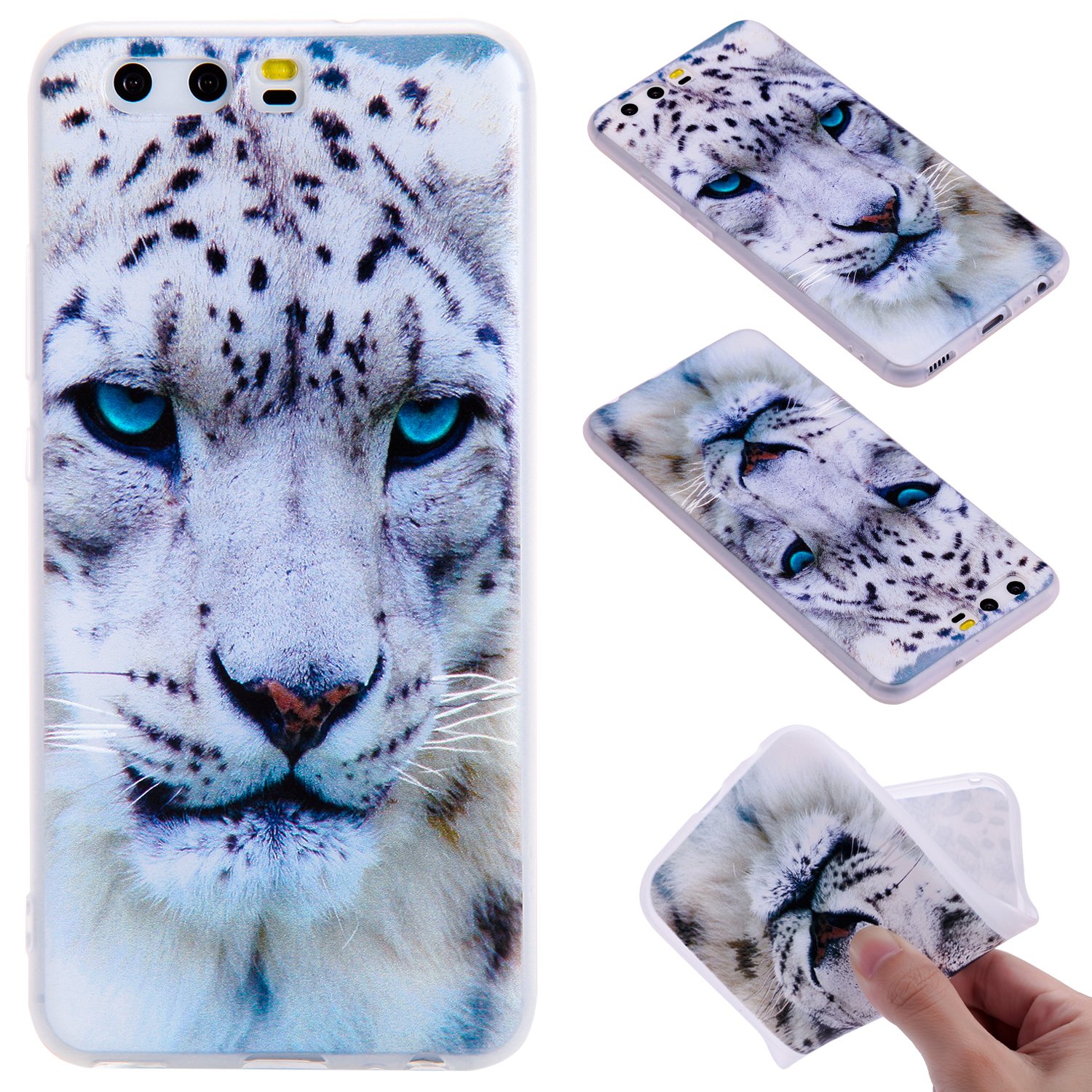 Huawei P10 Case flexible snow white leopard photo cover