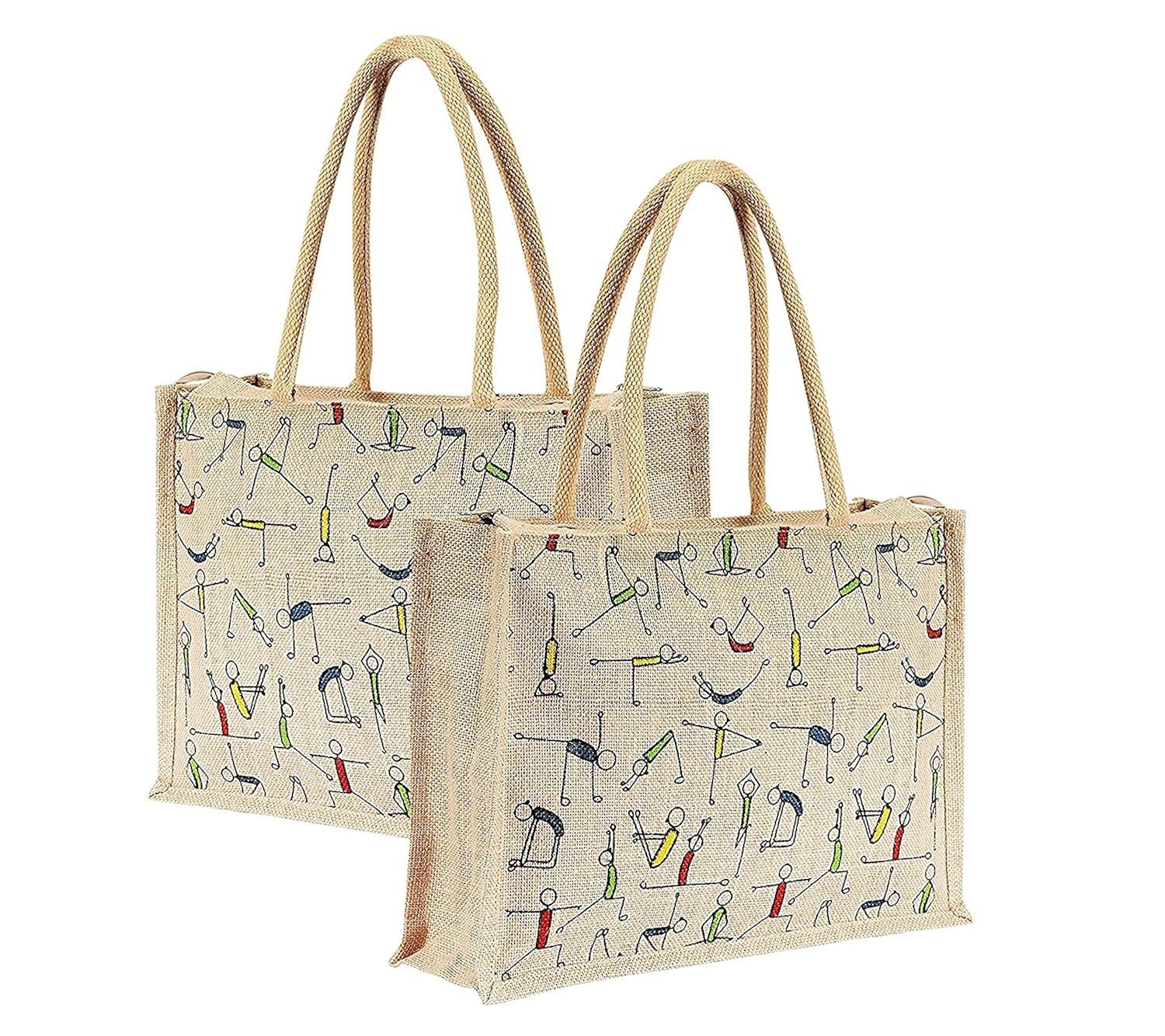 rangteq women's printed jute tote bag(beige)