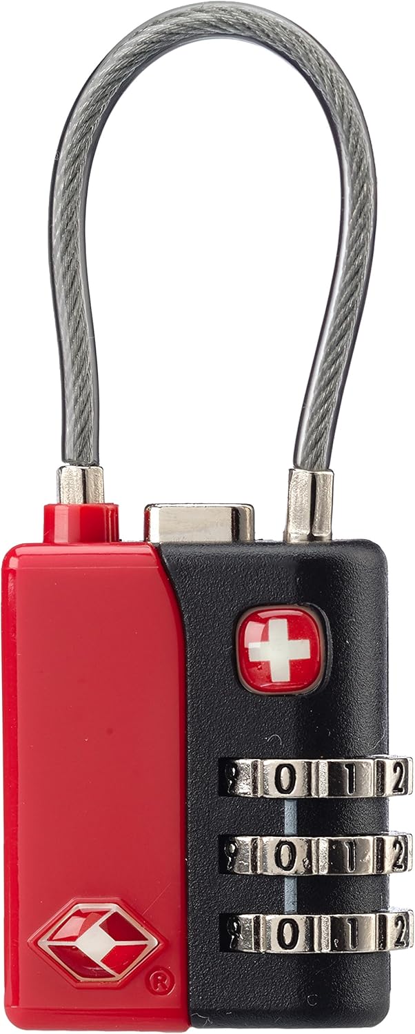 Wenger TSA 3Dial Combination Cable Lock Red Amazon.co.uk Luggage