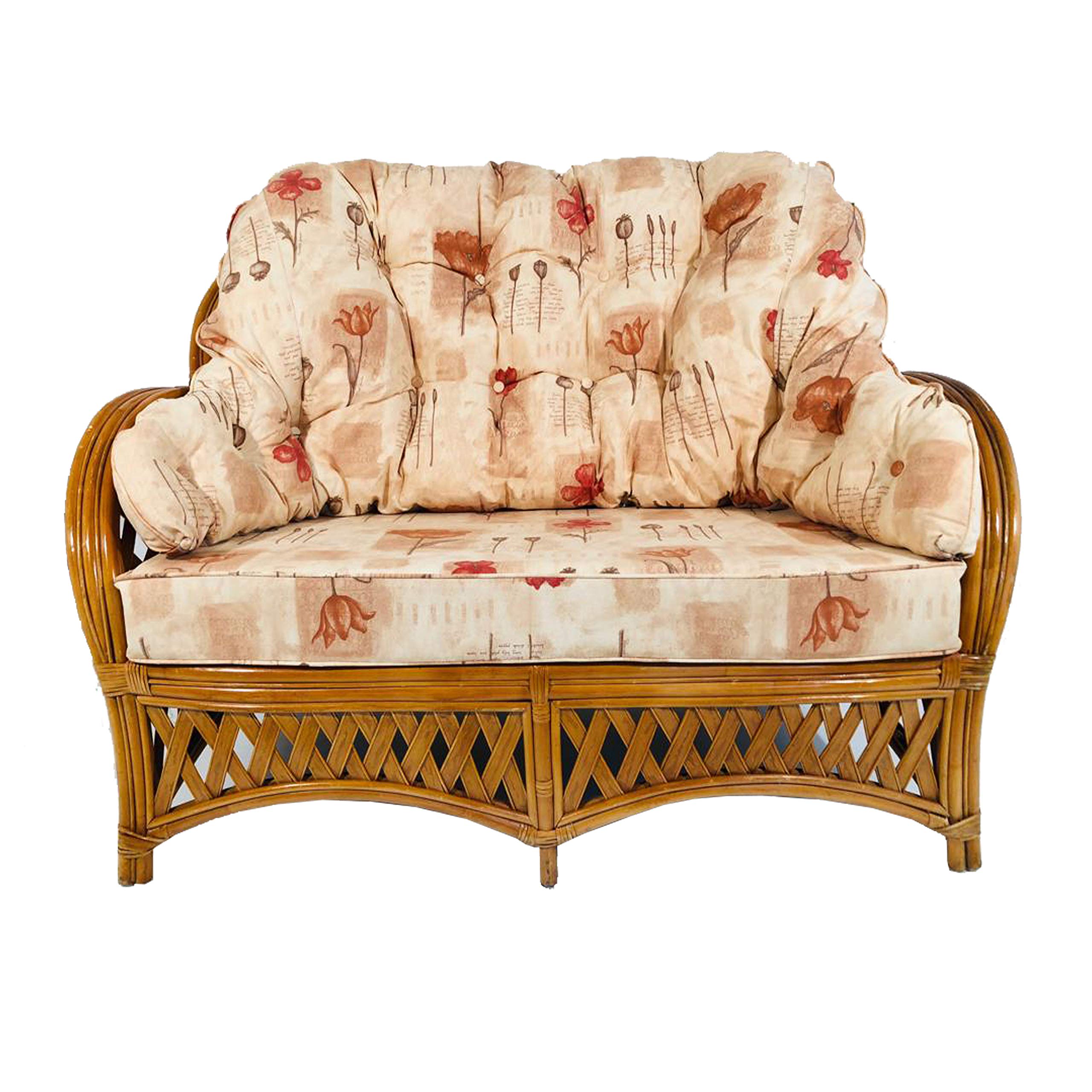 Hartfords Relpacement cushions for a Wrap round Suite of Conservatory Cane Furniture (CUSHIONS ONLY) (1 x Sofa, Poppies Peach)