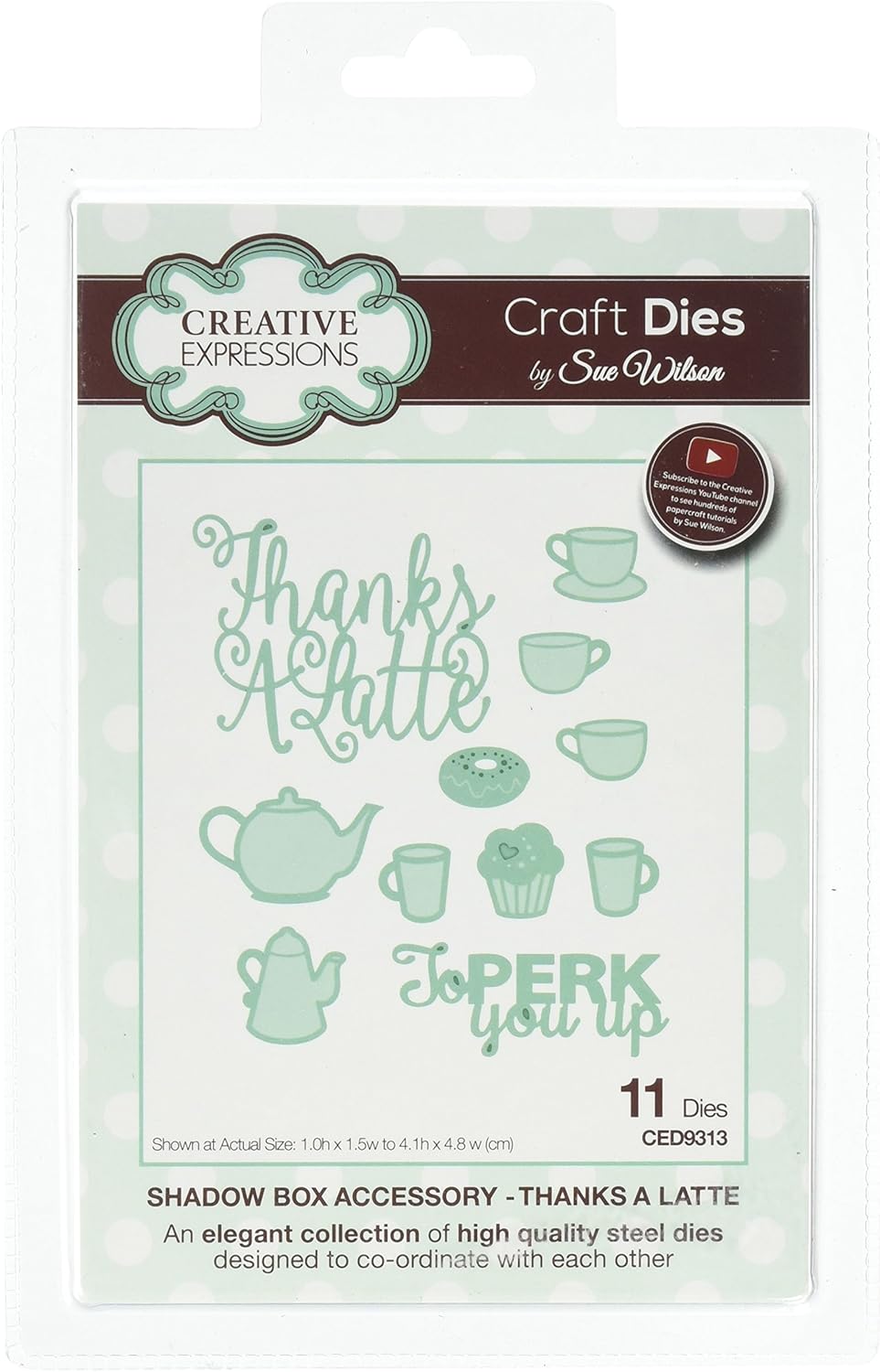 Sue Wilson Shadow Boxes Collection-Thanks A Latte Set, Steel, Metal, Largest Die 4.1 x 4.8 cm