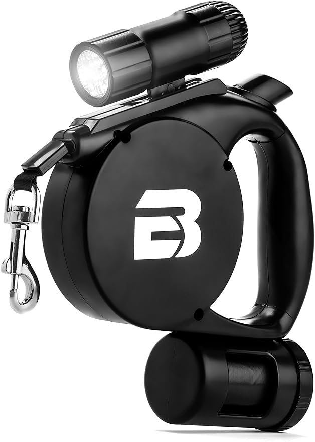 dog leash with light and bag holder