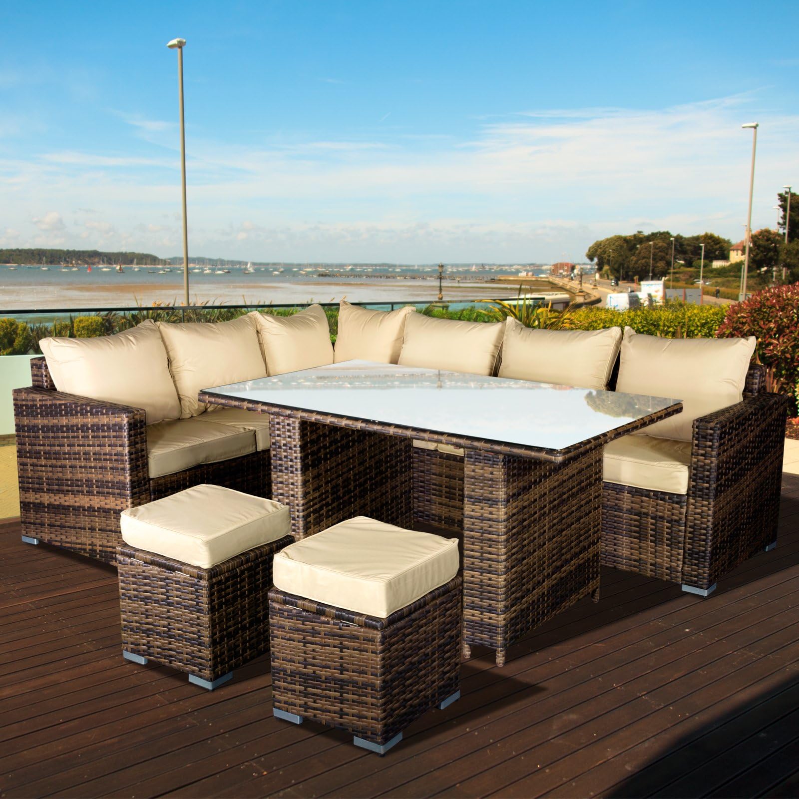 Oseasons® Oxford Modular 7 Seater Corner Set with Dining Table & 2 Footstools