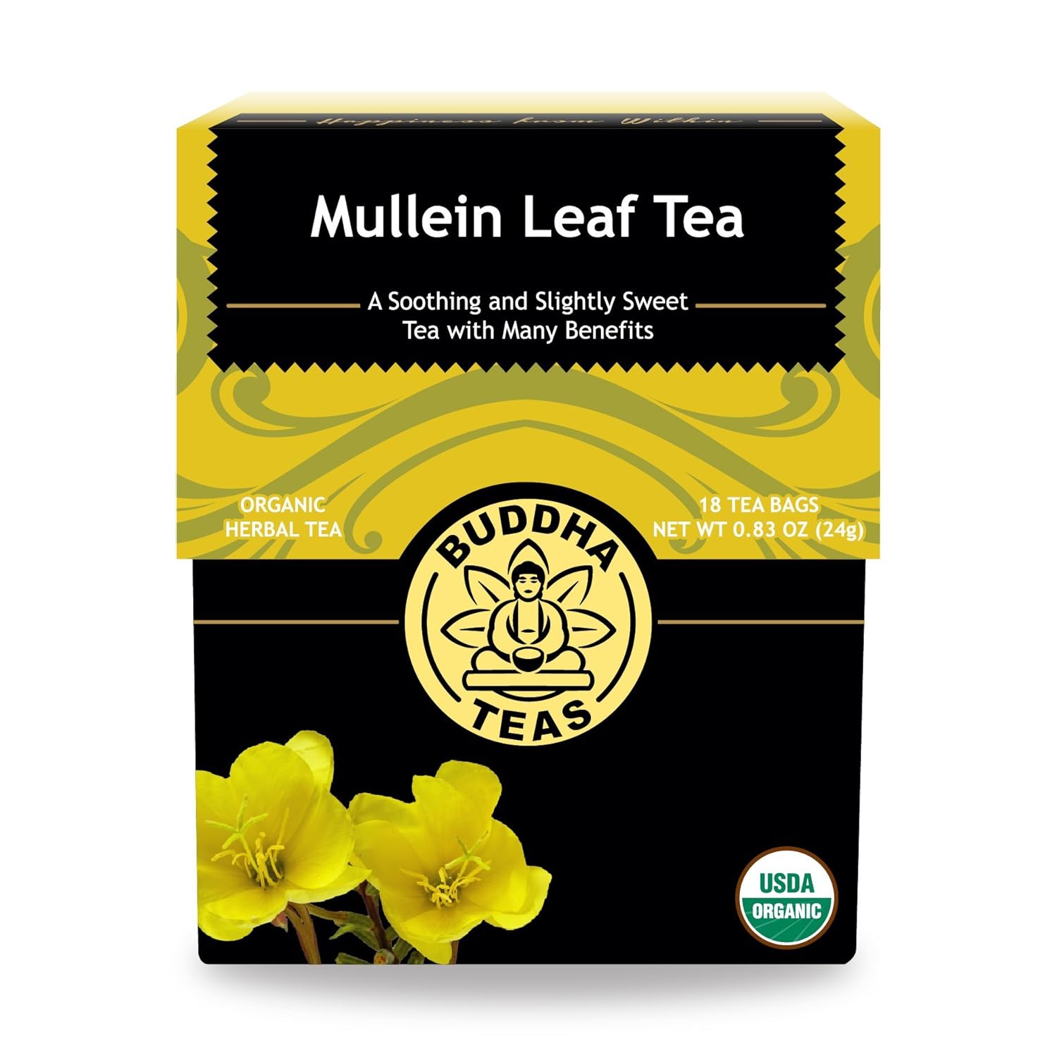 Buddha Teas Organic Mullein Leaf Tea | 18 Tea Bags | Made in the US | No Caffeine