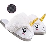Volens Einhorn Hausschuhe Plüsch Damen Warme Tier Pantoffeln Kinder Herren Größe 36–43 Weiß
