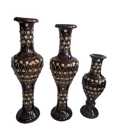 Buy Ace Wood Crafts Flower Vase Antique Showpiece Pot Black And