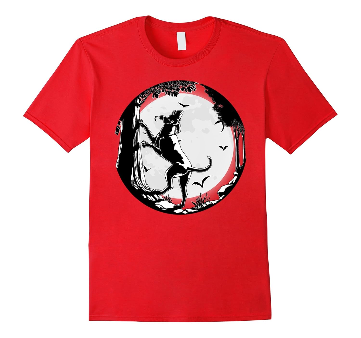 coonhound hunting dog hunt bats under halloween moon shirt-ANZ