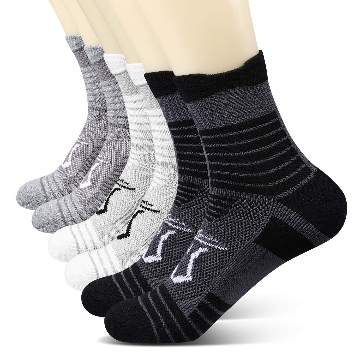 Women's Athletic Socks 6 Pair Outdoor Cushion Running Socks,Women